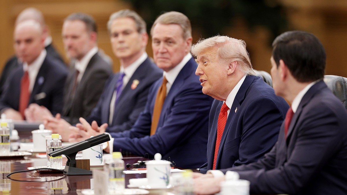 U.S. President Donald Trump speaking during a bilateral meeting with Chinese President Xi Jinping at the Great Hall of the People