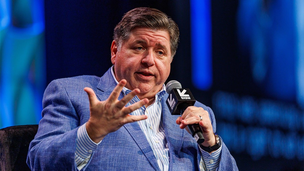 Democratic Illinois Gov. J.B. Pritzker speaking at Austin Convention Center in Austin, Texas