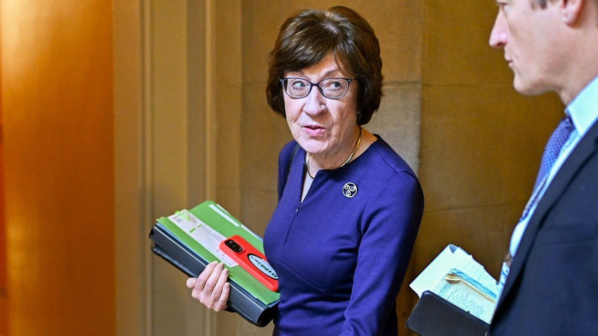 Sen. Susan Collins speaking at the US Capitol in Washington, D.C.