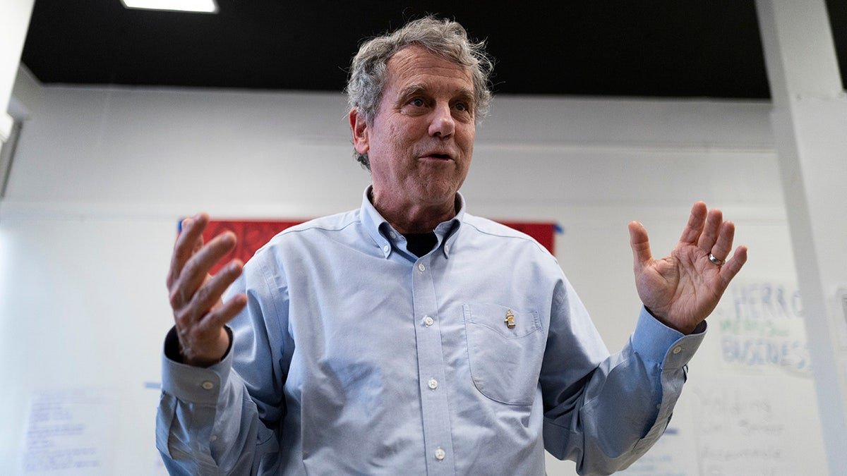 U.S. Sen. Sherrod Brown speaking to volunteers at a campaign office in Cleveland Heights, Ohio