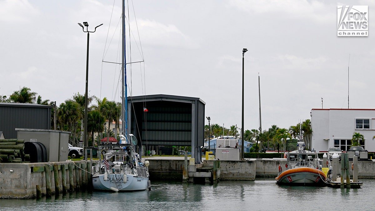 The yacht Soulmate moored at the U.S. Coast Guard station in Fort Pierce, Florida.