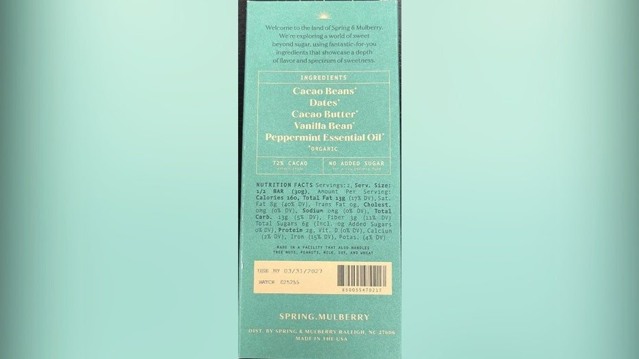 Chocolate bars sold nationwide are being recalled over concerns they may be contaminated with salmonella, federal officials said Monday.