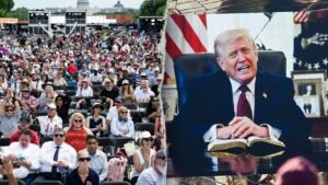 Trump reads Bible as thousands pack National Mall for America 250 prayer rally