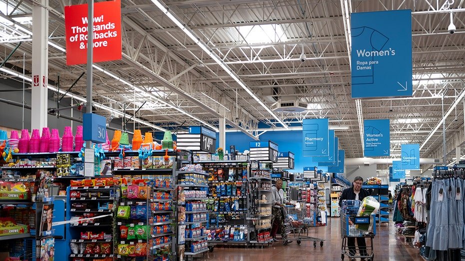 walmart store aisles shoppers