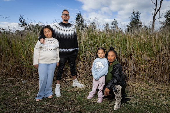 Mitch Tambo is raising four daughters in Melbourne with his wife, Lele. (Pictured here are two of the four, Kalani, 10, and Phoenix, 5.)  “I don’t sit here … and go, ‘My life’s been shaped like this because I’m an only child,’” he says.