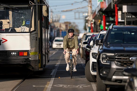 Harry Townsend frequently cycles along the strip, which is one of the worsts places for bike crashes in Melbourne.  