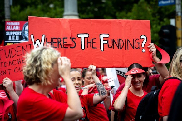 Victorian teachers on strike in March.