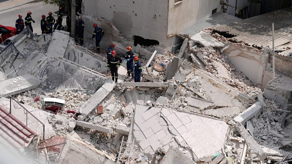 Four trapped after Athens apartment block collapses, fire brigade says