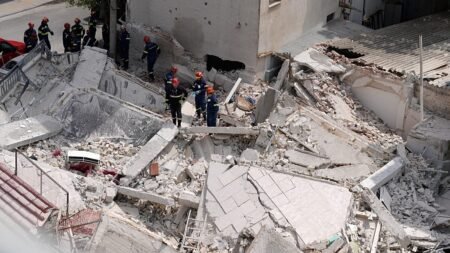Four trapped after Athens apartment block collapses, fire brigade says