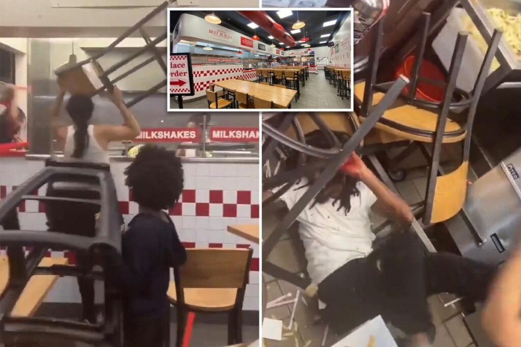 Knicks fan, other agitators ruthlessly beat NYC Five Guys employee with chairs after Game 4: wild video Knicks fan, other agitators ruthlessly beat NYC Five Guys employee with chairs after Game 4: wild video