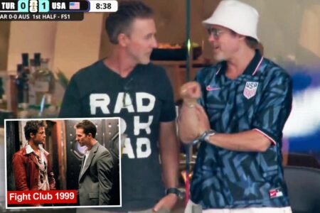 Brad Pitt and Ed Norton spotted together at LA World Cup match — and everyone’s making the same joke
