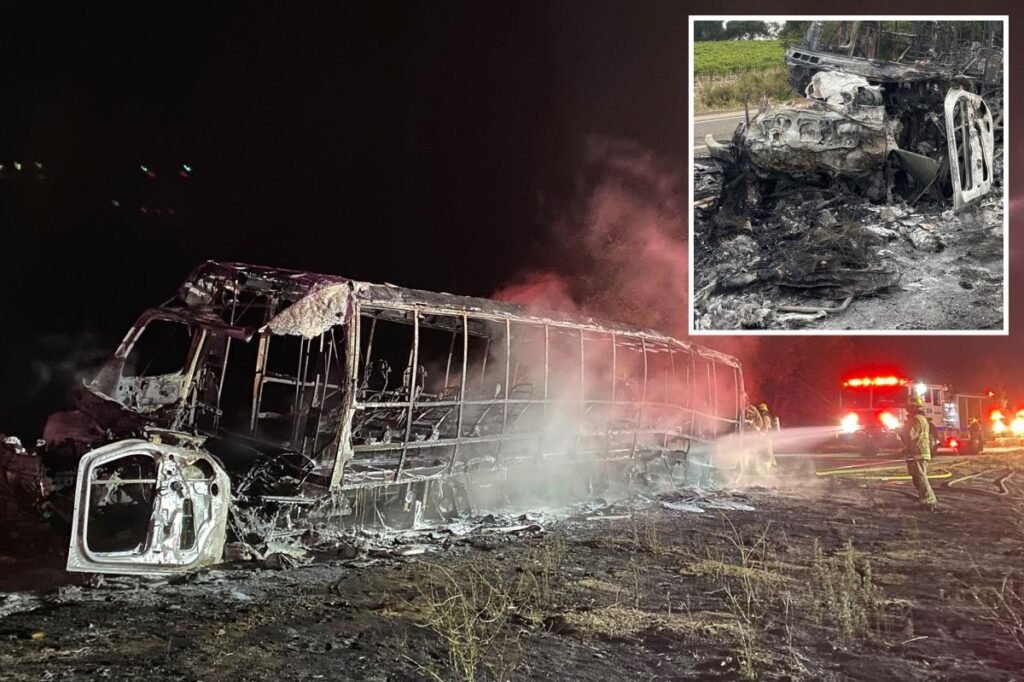 Deadly Wine Country crash sees driver smash into tour bus before both erupt in flames