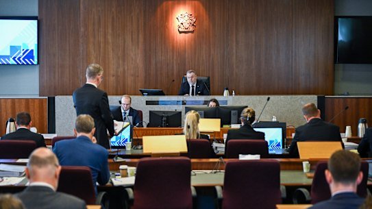 Commissioner Stuart Wood during a hearing of Queensland’s CFMEU inquiry – now extended until December.