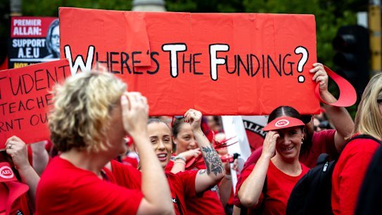 Victoria teachers on strike in March.