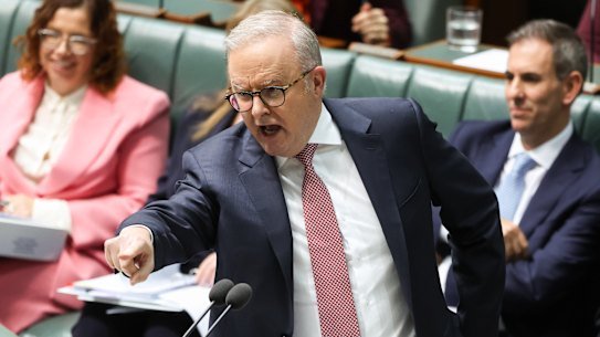 Prime Minister Anthony Albanese during question time at Parliament House in Canberra on Tuesday.