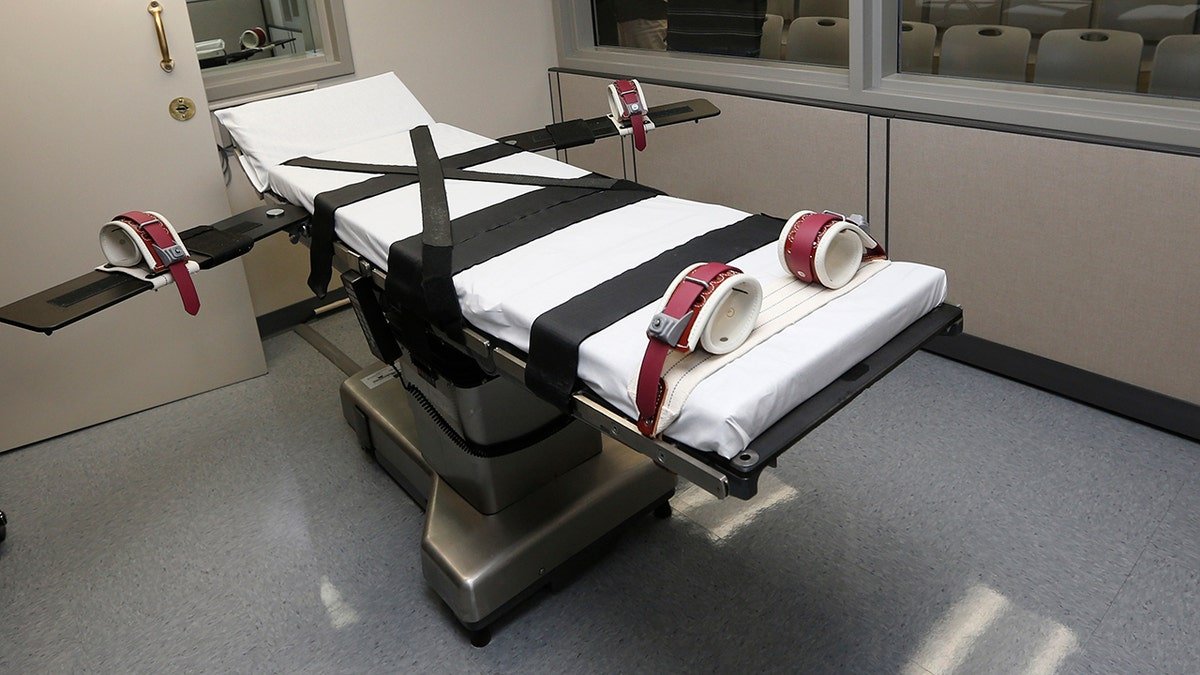 Gurney inside the execution chamber at Oklahoma State Penitentiary in McAlester