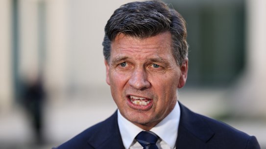 Opposition Leader Angus Taylor during a press conference at Parliament House in Canberra.