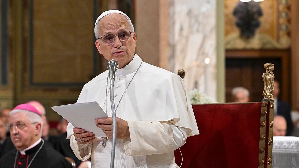 Pope Leo XIV presiding over a celebration at the parish of Santi Antonio Abate e Francesca Cabrini in Sant'Angelo Lodigiano Italy