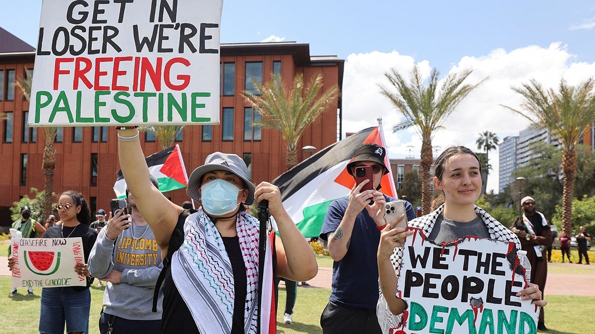 Students gather at a pro-Palestinian protest at Arizona State University in Tempe