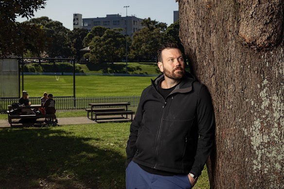 Symes at Camperdown Park, which he describes as “the best front yard in the world”.