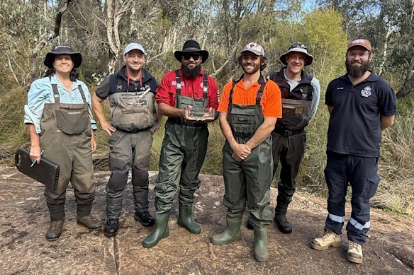 Left to right: Kelli O’Neill (DWER), Tim Storer (DWER), Trei Winmar (BNAA), Ethan Kickett (BNAA), Dom Heald.
