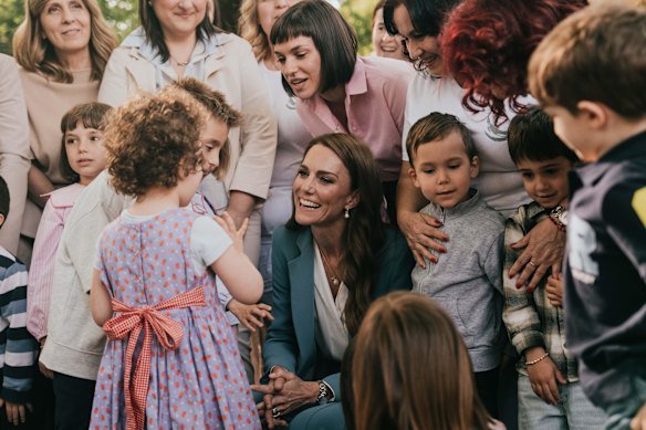 The Princess of Wales meets children during a trip to Reggio Emilia in Italy.