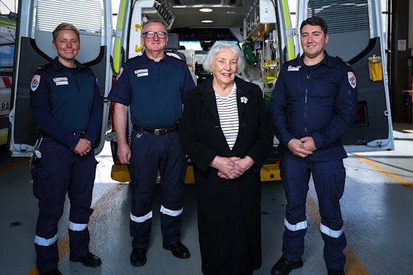 Life savers: Gisborne Ambulance station fundraiser Patricia Kaye with paramedics Natasha Jacobi, Sebastian Kalinowski and Horace Vella.