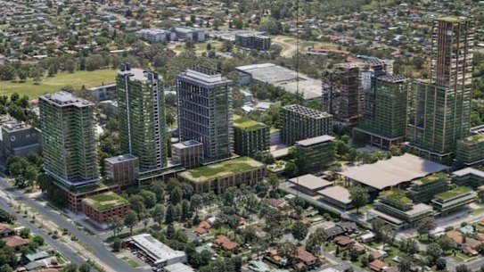 An impression of a possible development proposal for the Mount Scopus site at Burwood released in a Whitehorse Council meeting agenda. A Department of Transport and Planning spokesperson said the council made an “error” and tabled a previous iteration of the plan. The school insists the highest building would be no taller than 20 storeys.