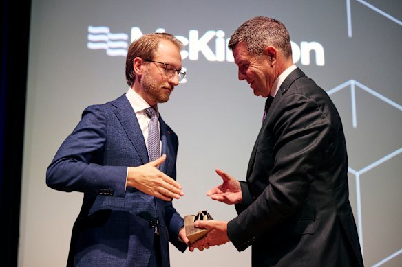 The Liberal senator and Coalition defence spokesman accepts the 2026 McKinnon Prize for political leader of the year. 