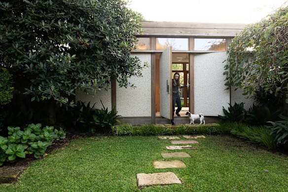 Shahar Cohen at the Love Shack, an extension to a Bondi home. The render on these walls was made by using leftover waste including some crushed, otherwise unusable marble.