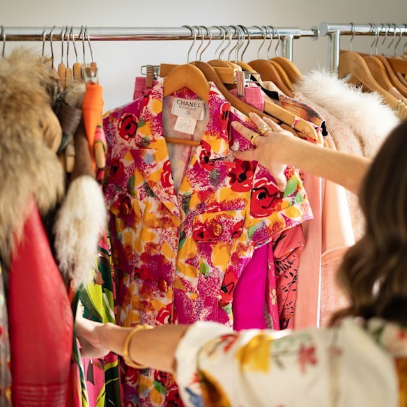 Weinstock’s home is brimming with racks of clothing, with pieces for sale and for her own personal wardrobe.