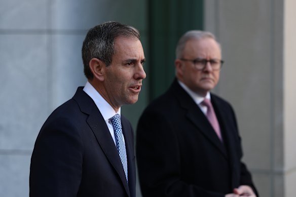 Treasurer Jim Chalmers and Prime Minister Anthony Albanese speak after negotiating a deal with the Greens.