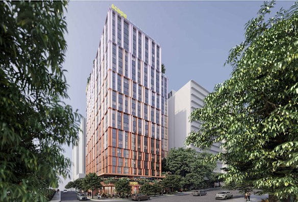 New images of the housing facility show a boxier facade and the inclusion of more street trees.