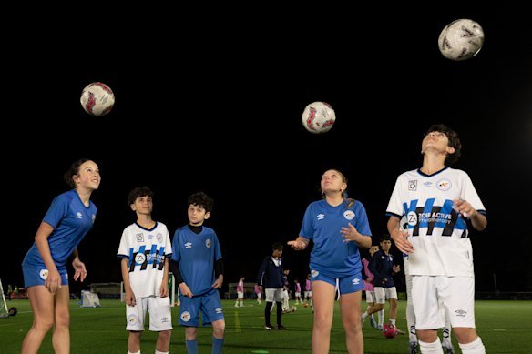 Junior players at the Inter Lions football club in Concord. A new generation of Italian kids have never seen Italy play in a World Cup. 