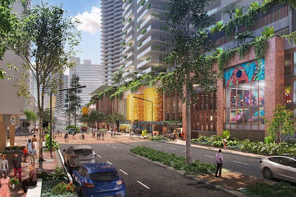 Montague Road would be redeveloped with hundreds of new venues and several apartment towers. 