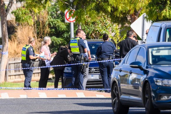 Police outside the Werribee crime scene last year.