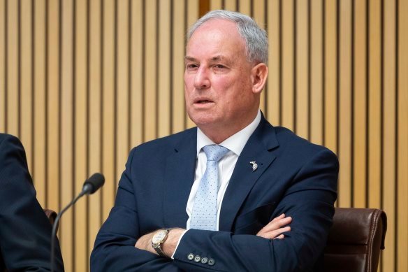 Liberal senator Richard Colbeck during a committee hearing in 2023.