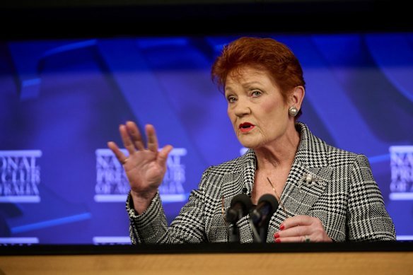 Senator Pauline Hanson, founder and leader of One Nation.