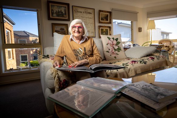Get on with it: At 95, Liz Hicklin has a growing career as a “sit-down stand-up comedian”.