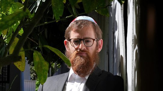 Photo of Rabbi Effy Block at his hhomr in St Kilda on Wednesday 22 January 2025. Photo THE AGE/ LUIS ENRIQUE ASCUI