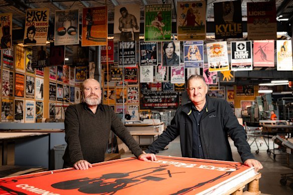 Rock Posters general manager Marcus Seal and founder John D’Aquino are opening the Melbourne institution to the public for the first time.