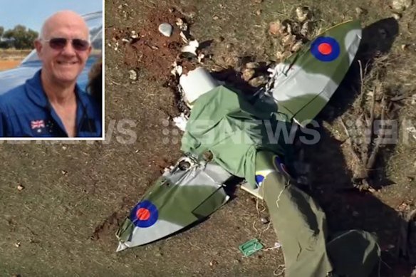 Perth pilot Malcolm Vivian, inset, has been identified as the victim of a fatal plane crash in Northam on Wednesday. 