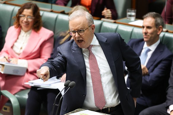 Prime Minister Anthony Albanese during question time at Parliament House in Canberra on Tuesday.