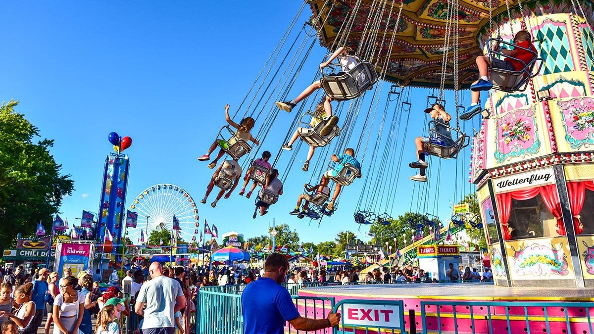 Children on swing ride at Minnesota State Fair