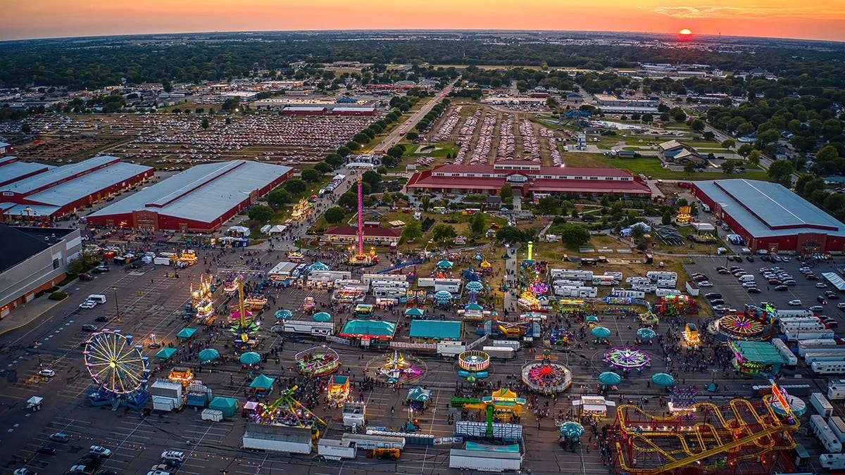 Aerial view of Nebraska State Fair attractions