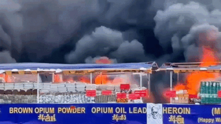 0 million worth of heroin, meth and other seized drugs set on fire in Burma