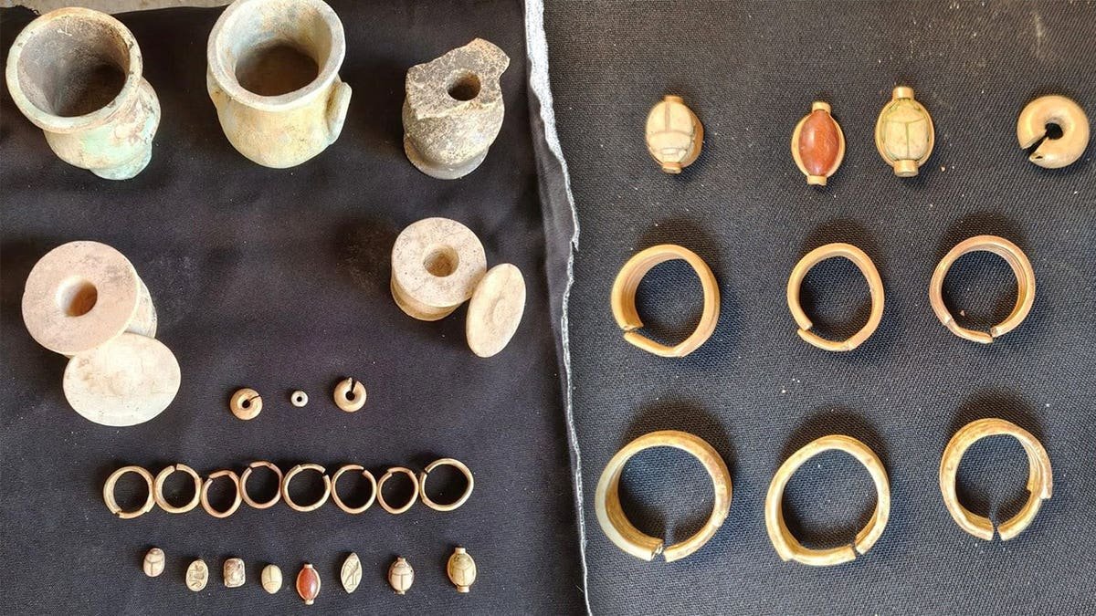 Split image of ancient treasure found at site
