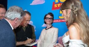 Taylor Swift Had Tom Hanks Sign a ‘Toy Story’ VHS in Sweet Moment at ‘Toy Story 5’ Premiere Taylor Swift Had Tom Hanks Sign a ‘Toy Story’ VHS in Sweet Moment at ‘Toy Story 5’ Premiere