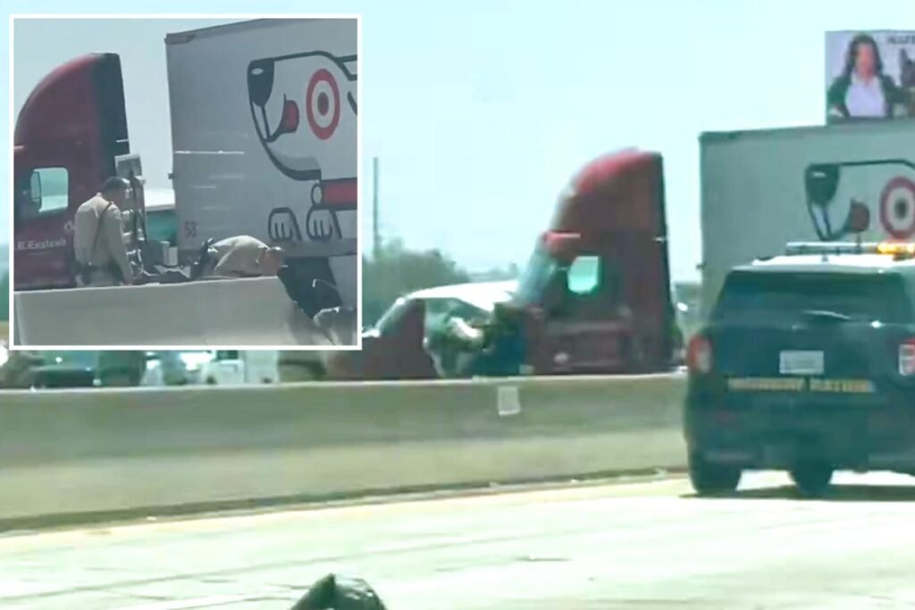 Deadly big rig horror as Target semi crosses into oncoming traffic on SoCal freeway Deadly big rig horror as Target semi crosses into oncoming traffic on SoCal freeway
