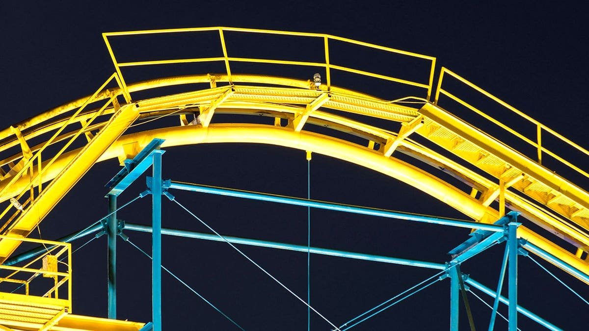 View of roller coaster at Wild Waves park at night